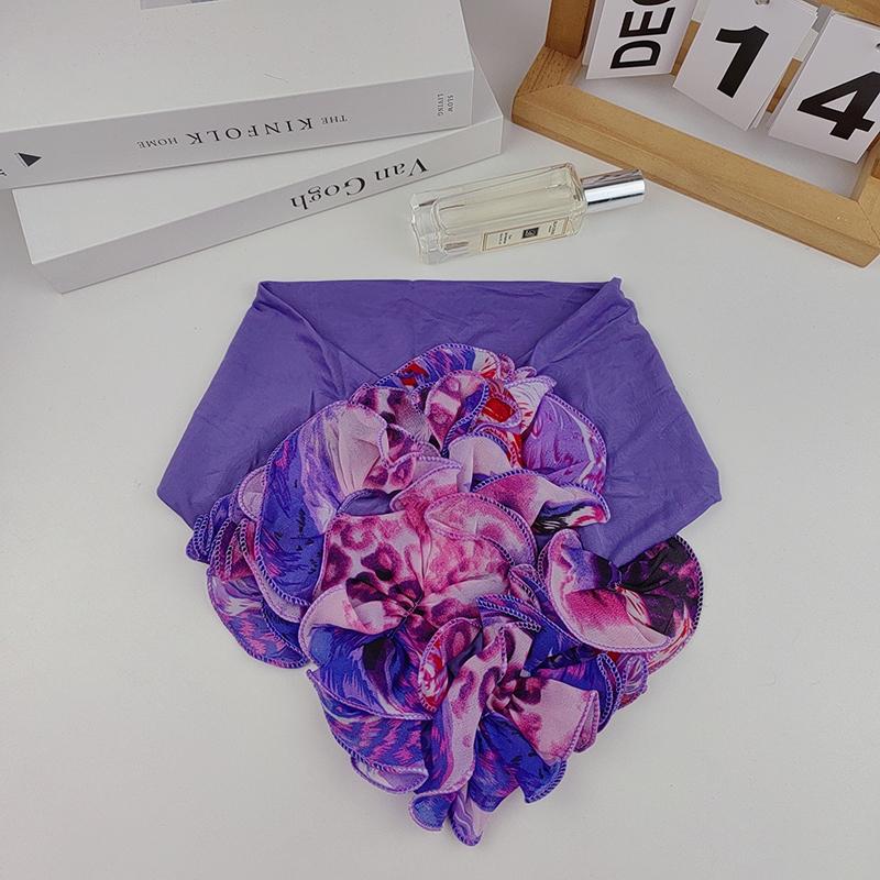 Korean Floral Chiffon Neck Guard False Collar Hedging Scarf Summer Women Ice Silk Protect Cervical Elastic Bib Headneck P51