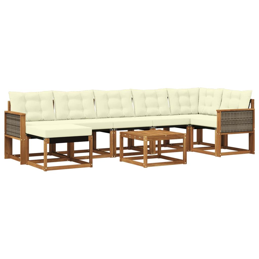 Outdoor Sofa Set with Cushions 8 pcs Natural and Cream