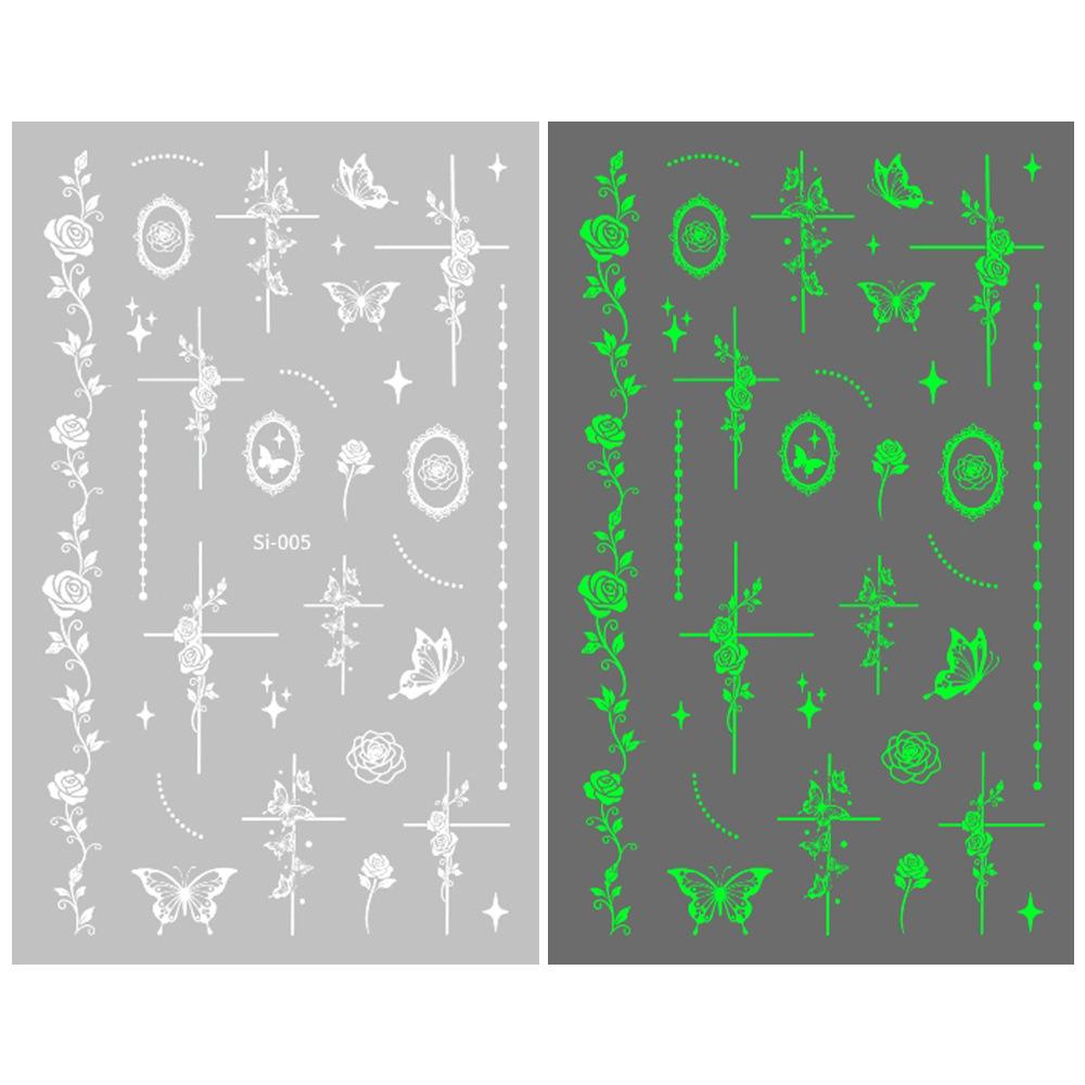 2026 Luminous Green & Blue Nail Stickers for Professional Salons - White-Enhancing Style