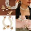 Fashionable Gold Small Bee Necklace And Earring Set With Layered Pearl Design For Women