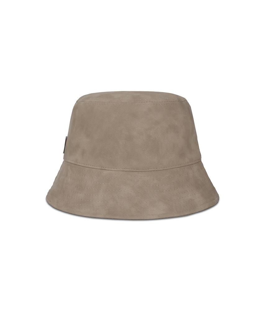 Bajal Va Studded Vegan Leather Bucket Hat Beige