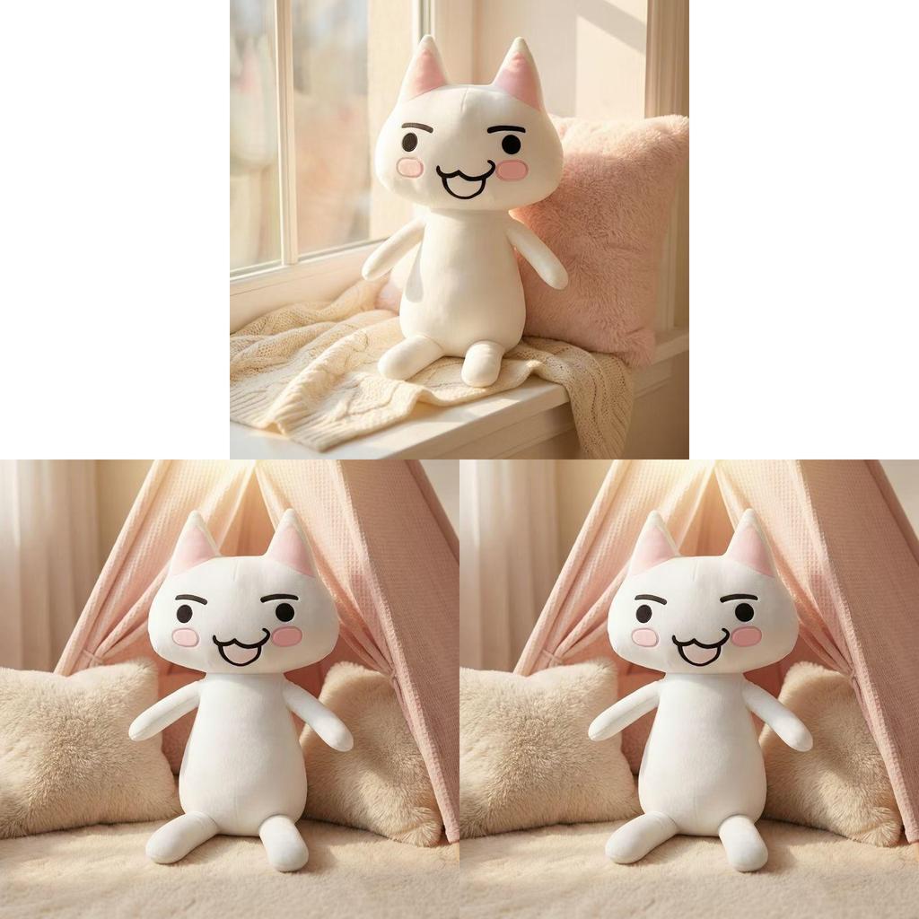 Inoue Toro Stuffed Cat Cushion With Short Plush Material For Bed And Sofa Use