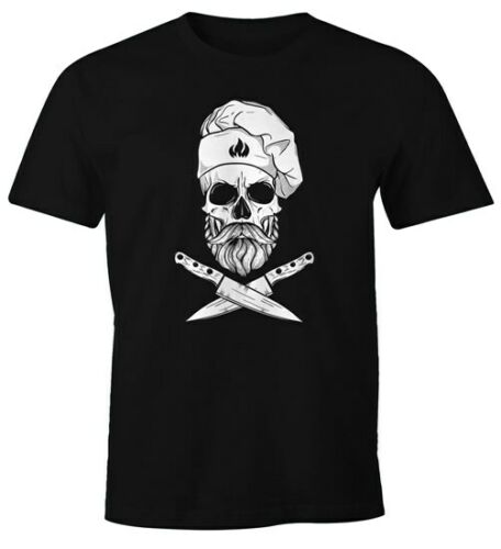 Grilling Cooking Skull Knife Hipster Skull Chef Grill TShirt Mens Summer Cotton ONeck Short Sleeve T Shirt New Size S3XL S