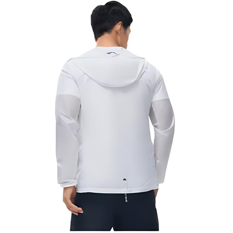 LiNing Running Series Color Block Zip s kapucňou Dlhý rukáv Bunda Pánska Bunda Biela AFDT183-4