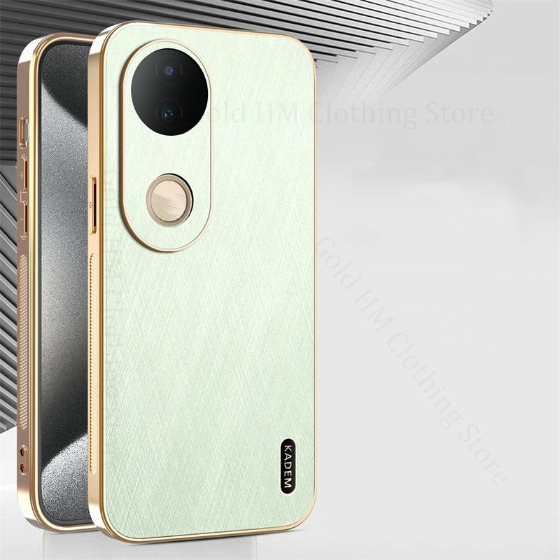 Gold Silk Leather 6D Plating Bumper Case For Vivo X200 Pro Mini X90 X100S Pro Charging Magnet Cover For VIVO S20 S19 S17 S18 Pro