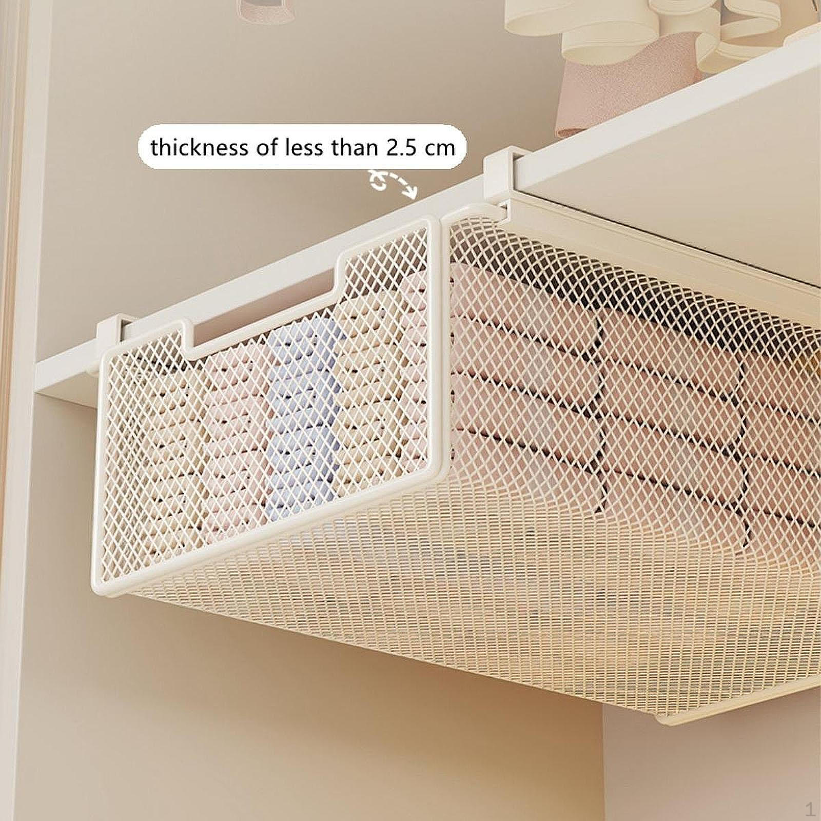 Hanging Underwear Organizer, Pull-out Drawer Basket, Sliding under-shelf Organizer nero