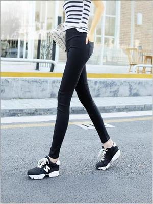 Korean Style Versatile Skinny Pencil Pants for Women - Black, Cropped, Elastic, Casual Outerwear for Spring and Autumn