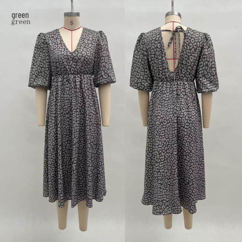 2025 European & American Style V-Neck Plus Size Printed Dress - New Summer Women's Arrivals