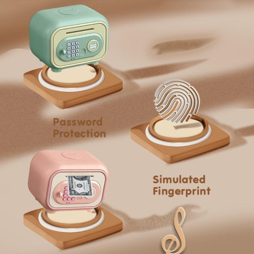 Blocare cu parolă Cutie seif bancar Amprentă digitală Bancomat Cutie economii Cutii de bani pentru copii Decor pentru casă