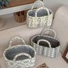 Floral Vintage Organizer Basket With Handle Portable Home Storage Basket For Living Room Kitchen Countertop