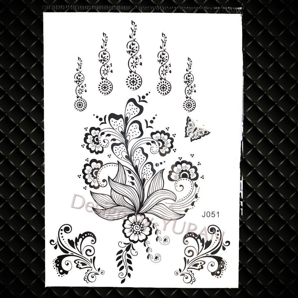 Water Transfer Women Black Chest Feather Tattoos Stickers Girls India Floral Temporary Tato Fake Sketch Arm Lace Tattoo Supplies