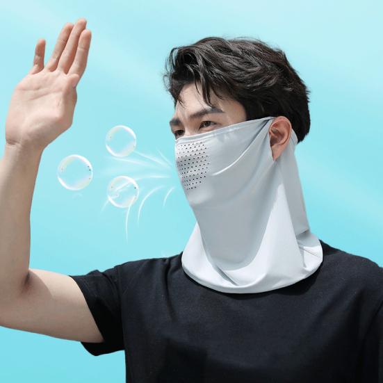 Sun Protection Guard Quick-Dry Fabric Ice Silk Face Guard with Breathable Mesh Cooling Fabric Extended Neck Gaiter Anti-UV Face Guard