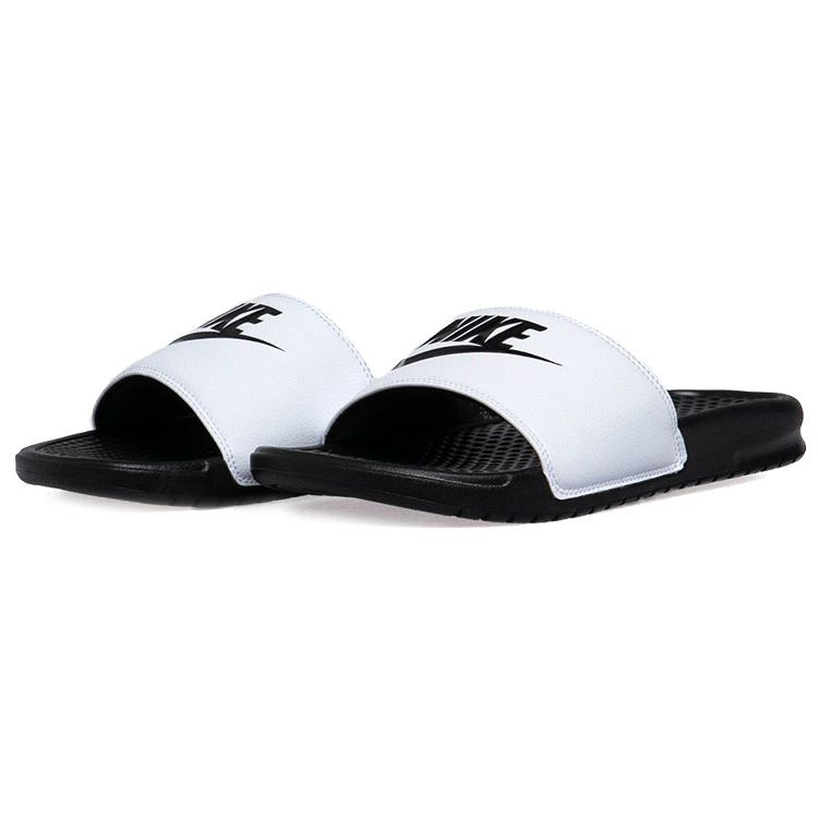 Nike Benassi Slides White Unisex Sandals Black-Black 343880-100