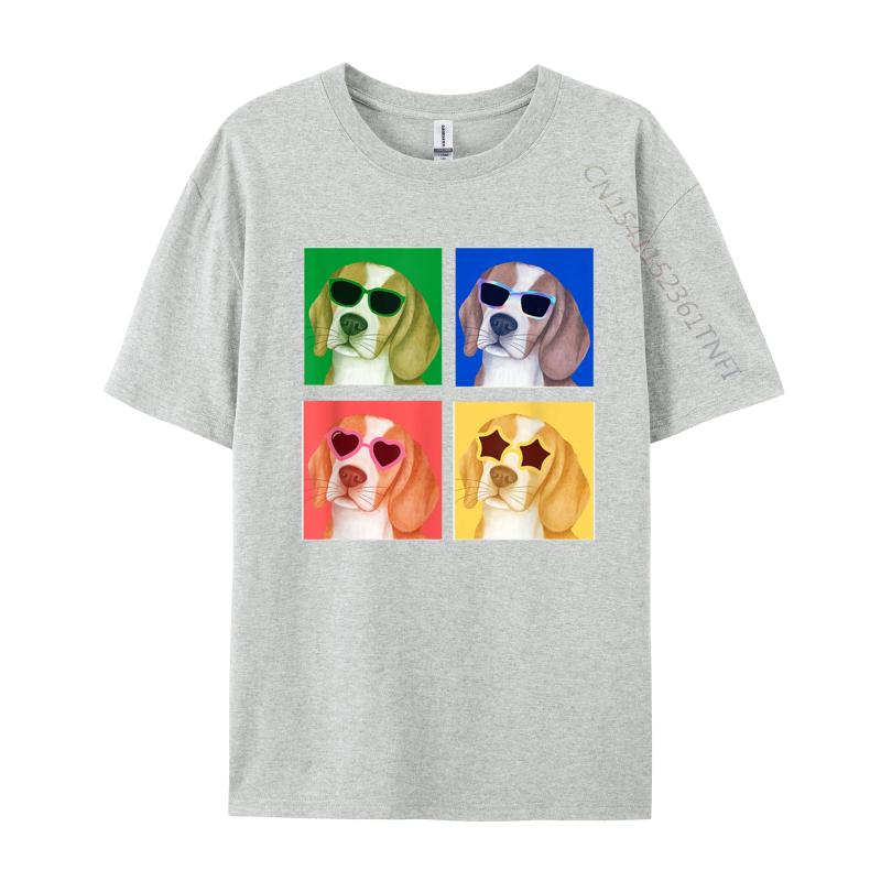 Cute Beagle Dog Colorful Retro TShirt New Coming Custom T Shirts Cotton Tees For Men 3D Printed Tight