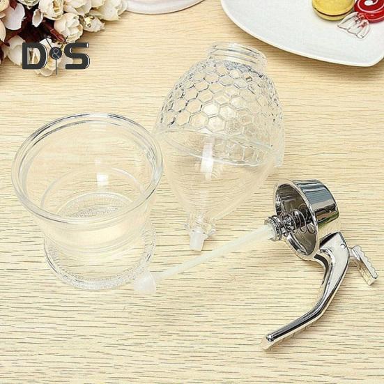 1/2 Stück Honigspender-Vorratsglas mit Ständer, großes Fassungsvermögen, auslaufsicheres Design, BPA-frei, Honigtopf in Wabenform