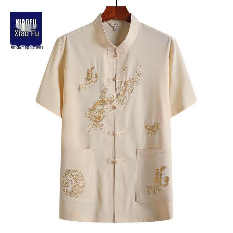 Men's Mid-Aged Chinese Style Short Sleeve Tang Suit