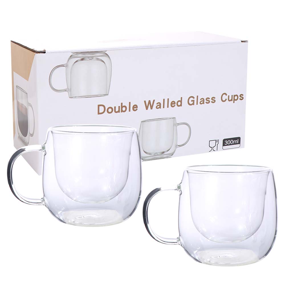 2pcs Transparent Coffee Cup Heat Resistant Tumbler Mug Home Bar Double Wall Glass Cup Set  Milk