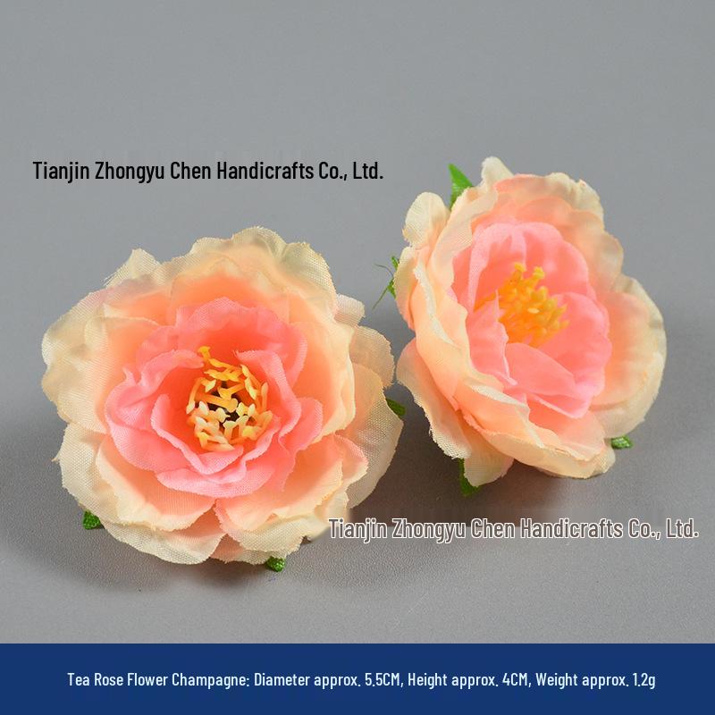 Champagne Silk Imitation Flowers for Hairpins, Hanfu Headdresses, Souvenirs, and Performance Accessories.