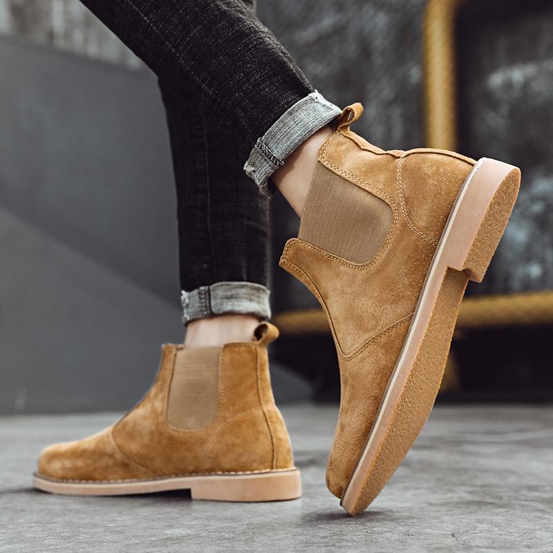 Fashionable Men's Autumn and Winter Hot Selling Plus Size Chelsea Leather Comfortable Short Boots Brand New Men's Mid Top Boots