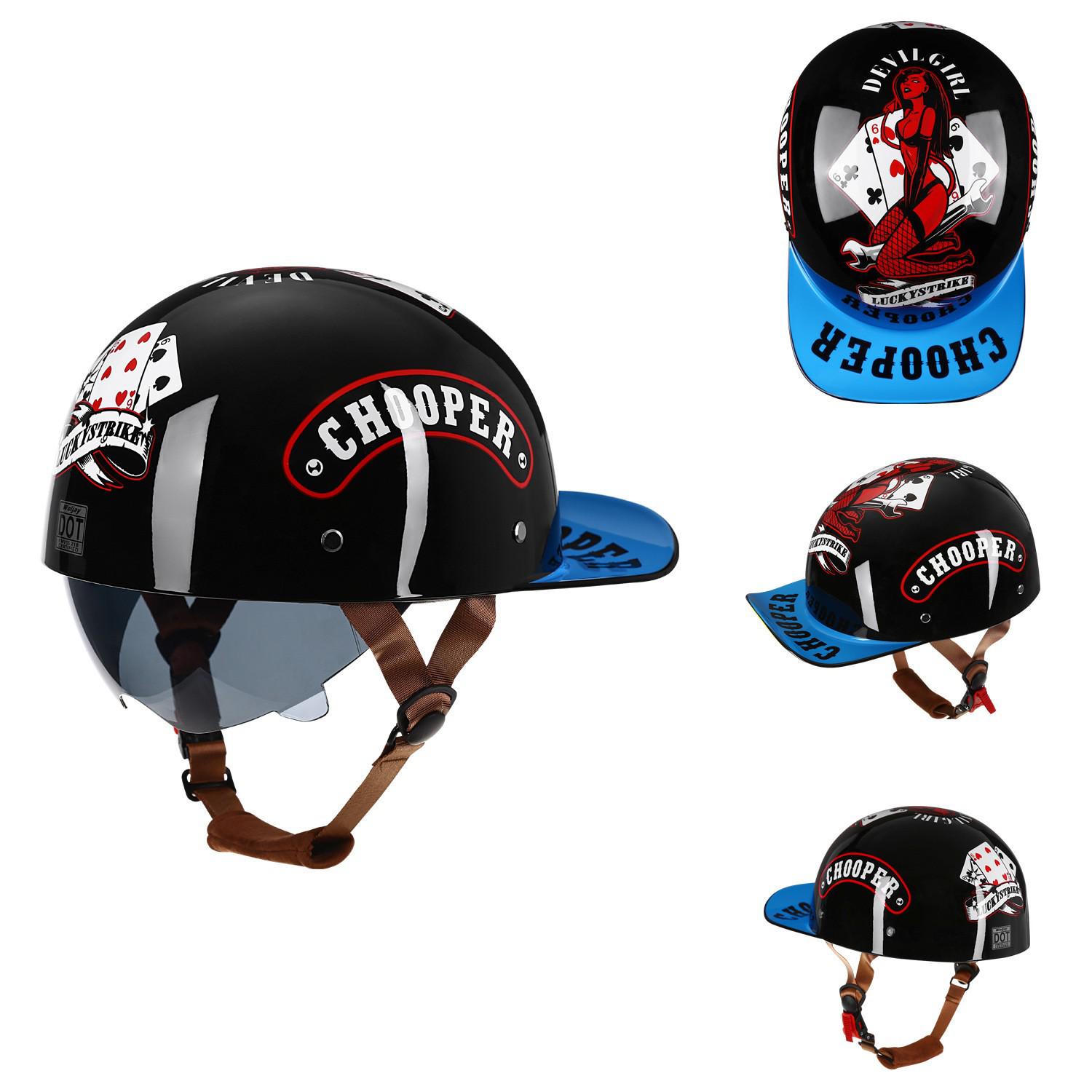 

JRTE Retro DOT Motorcycle Helmet with Earphone Decoration for Men & Women - Universal Fit for Riding & Couples XL