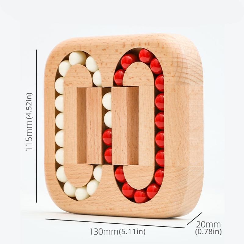 Interactive Wood Bead Puzzle Toy for Kids and Adult with Rotating Beans to Boost Cognitive Ability Fun Family Activity