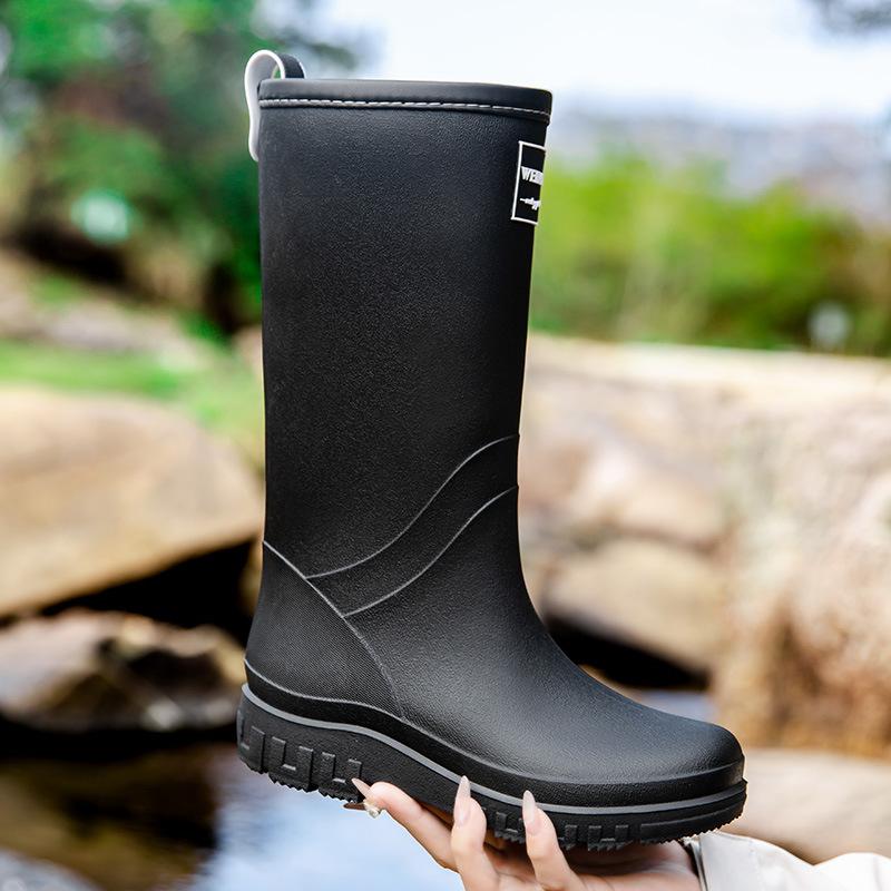 New medium and high tube rain shoes women's fashion integrated velvet cotton rain boots adult non-slip waterproof women's water shoes