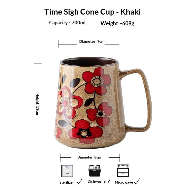 = 00Ml Office Large Water Cup Chinese Style Hand-painted Cup Ceramic Mug 700ml