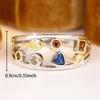 Multicolor Zircon Geometric Crystal Small Stone Rings For Women Vintage Silver Color Engagement Bands Wedding Jewelry Accessory
