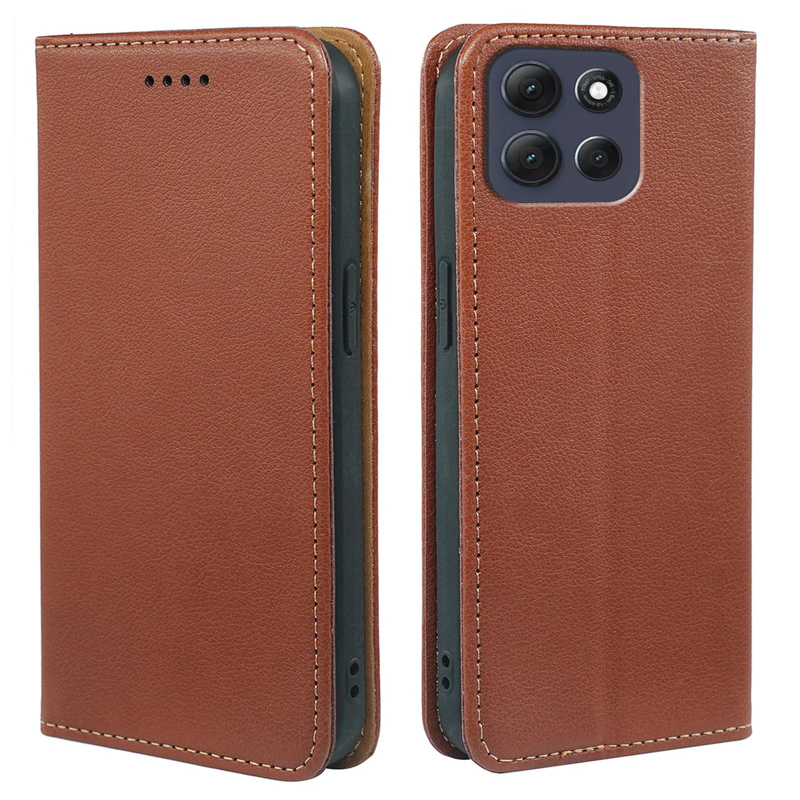 

For Motorola Moto G86 5G Case Wallet RFID Blocking Leather Phone Cover Strong Magnetic Closure Brown