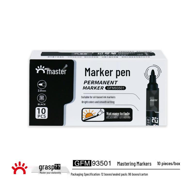 

Master Dual-Tip Waterproof Black Marker Pen, Art Student & Primary School Special - Thick & Fine Tip, Quick-Drying, Oil-Based