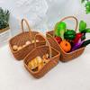 Woven Rattan Storage Basket Rectangle Picnic Basket Versatile Handhold Basket  Home Kitchen