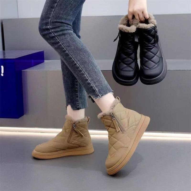 Snow boots women's new winter velvet thickened boots fashionable versatile fur integrated warm cotton shoes