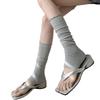 Frühlings- und Sommer-Strumpfsets mit Plüschstrümpfen, Ohrbündchen aus Holz, Beinlinge, Passenden Flip-Flops, Wadenstrümpfen im Ballett-Stil, Aus reiner Baumwolle