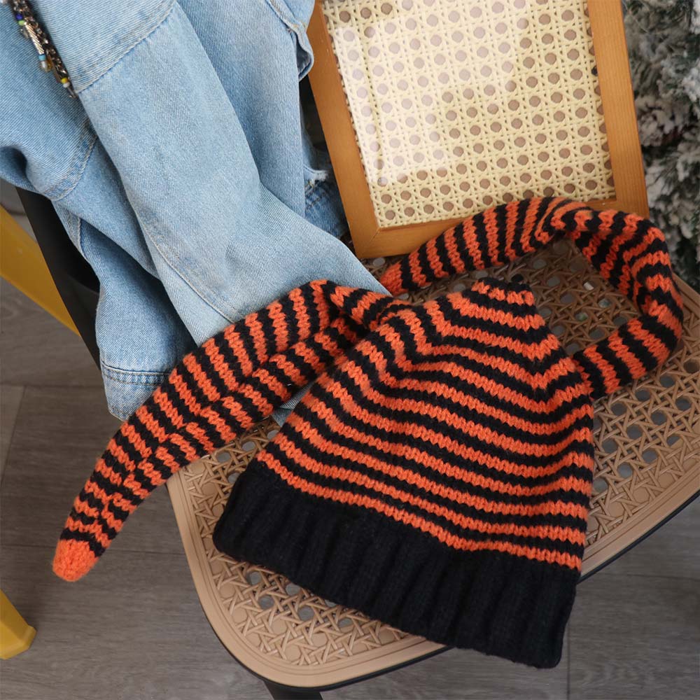 Y2K Rabbit Ears Hat Knitted Stripe Skull Cap Cute Women Beanie Hat  Outdoor