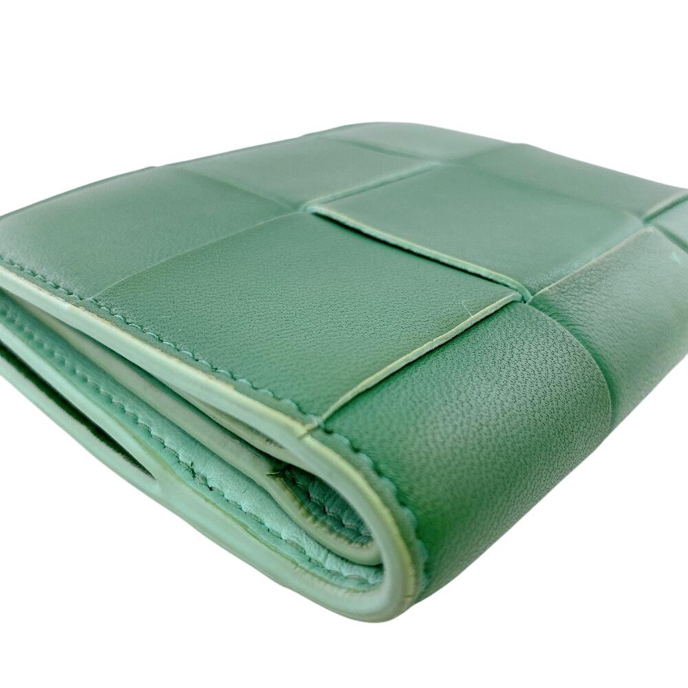 BOTTEGAVENETA leather cassette Bifold Wallet green leather Used