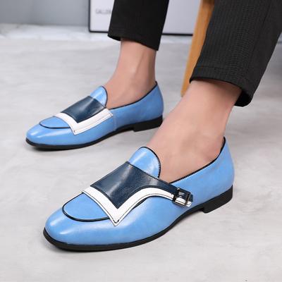 Luxury Designer New Monk Strap Blue and White Oxford Shoes For Mens Formal Wedding Prom Dress Homecoming Sapatos Tenis Masculino