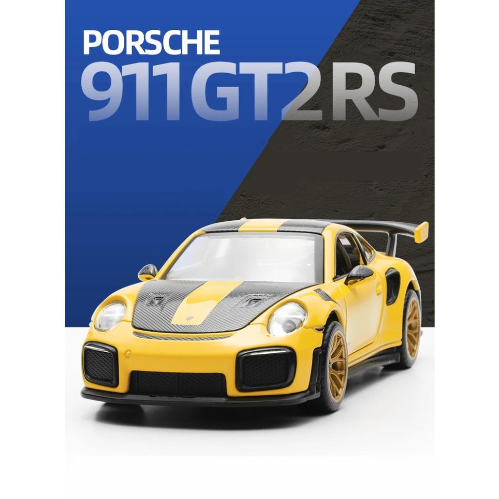1/32 Porsche 911 GT2 RS Alloy Sports Car Model Diecasts Metal Racing Car Model Simulation Sound Light Collection Kids Toys Gifts