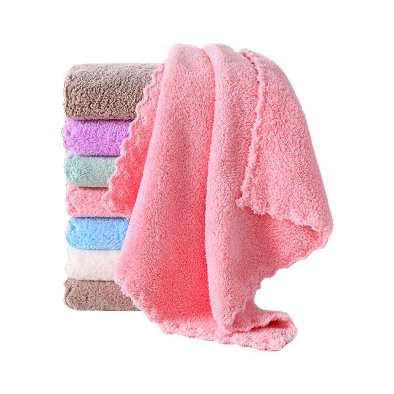 Soft, Absorbent Small Coral Fleece Towel for Children - Skin-Friendly and Solid Color