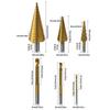 Triangular Shank Step Drill Bits 6Pcs Set High Speed Steel Multiple Material Drilling Woodworking Projects