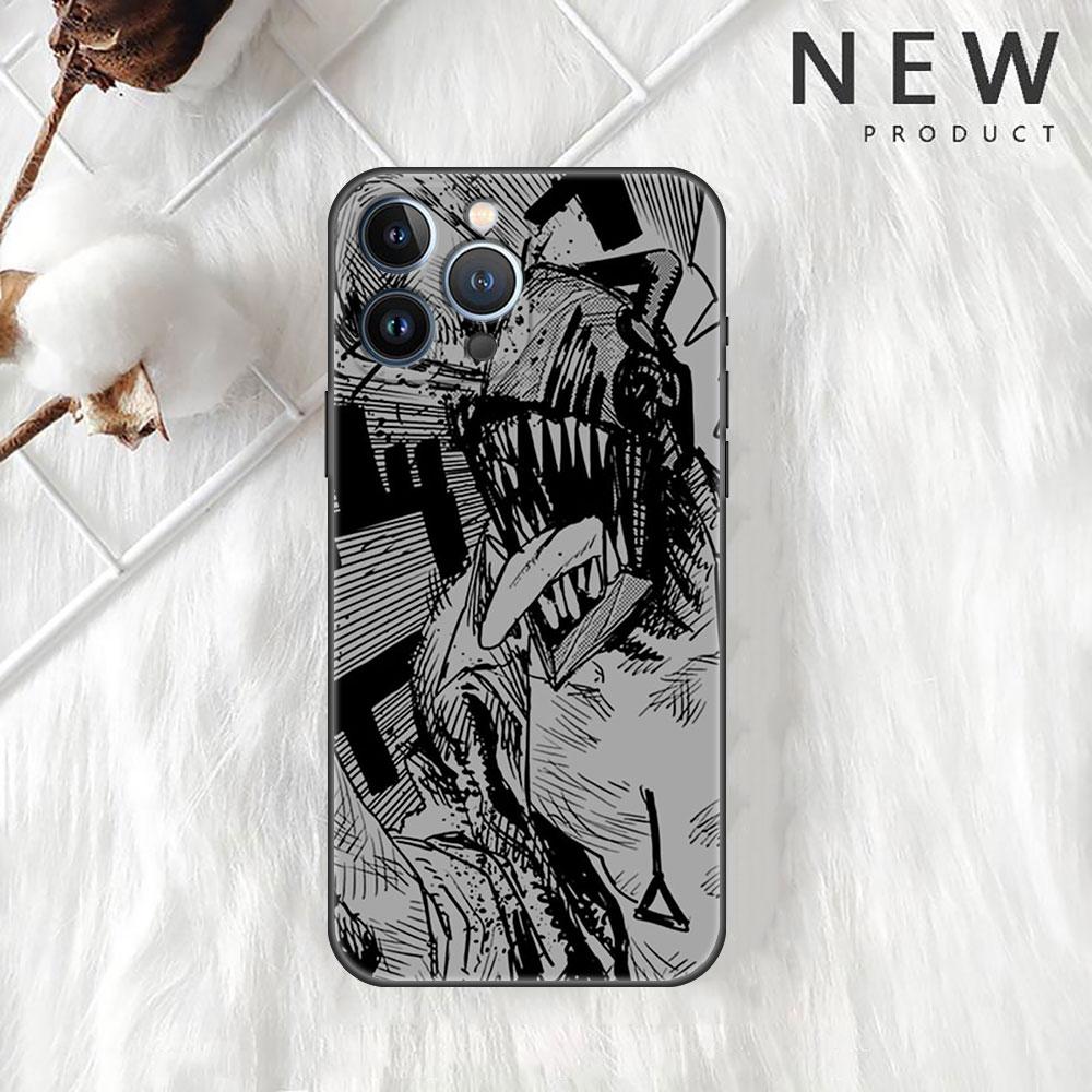 Pouzdro pro Apple iPhone 14 11 13 7 12 Pro 7 XR XS Max 8 Plus 6 14Pro 13Mini Černé Měkké Telefonní Coque Chainsaw Man Cool