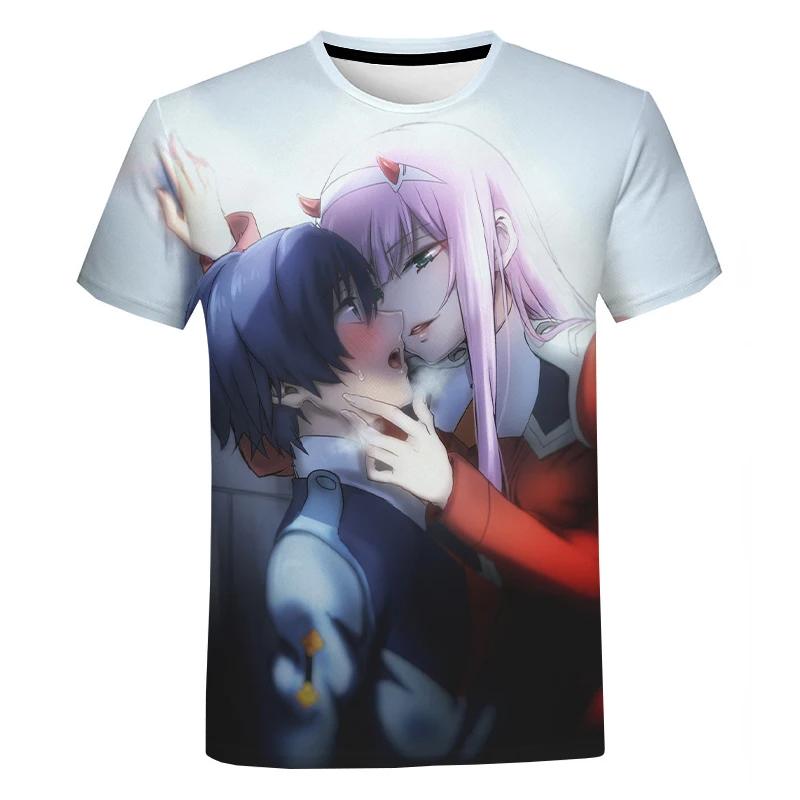 

Футболка Dear in France с 3D-принтом, аниме zero two, модная футболка большого размера с коротким рукавом, спортивная трендовая одежда высокого качества 6XL
