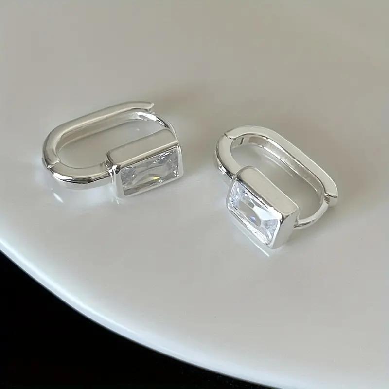 

Huitan Модные лаконичные прямоугольные серьги-кольца с кубическим цирконием для женщин, цинковый сплав, цвет/золотой цвет, темпераментные, циркон для девушек as pictures