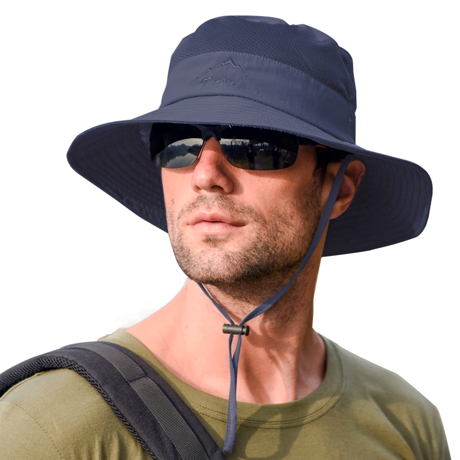 

Sun Hats for Men Women Fishing Hat UPF 50+ Breathable Wide Brim Summer UV Protection Hat темно-синий