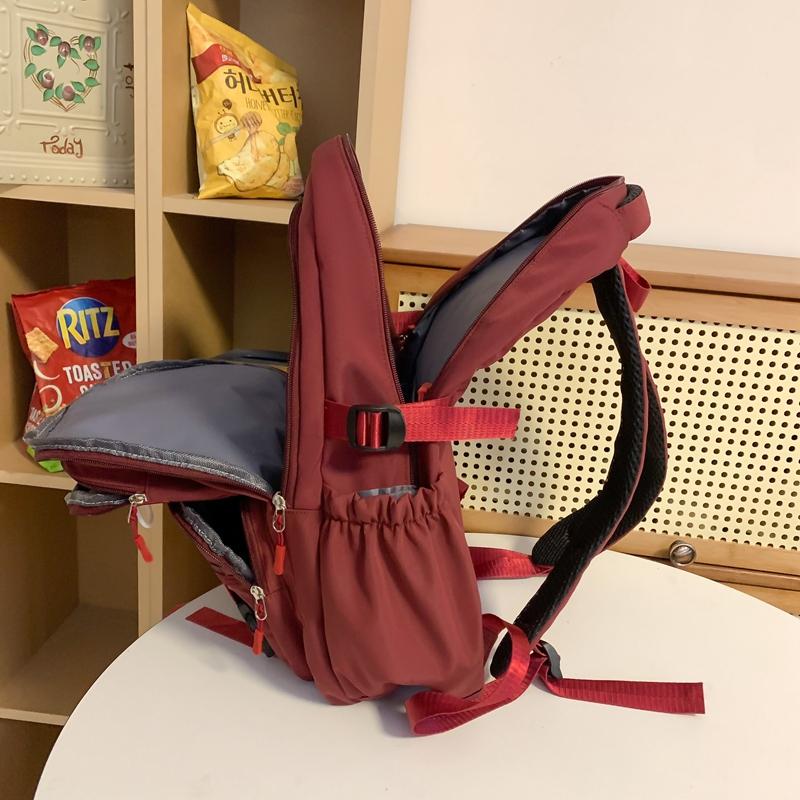 Solid Color Schoolbag Female Backpack Student Large Capacity Backpack