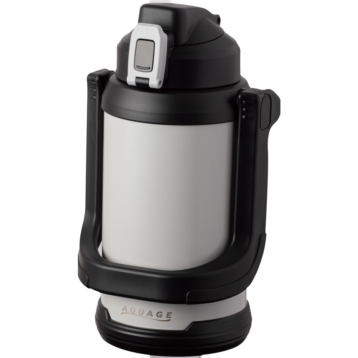 

AQUAGE ADJB-2000GY, a large-capacity, 2-liter capacity water bottle with vacuum insulation, stainless steel construction, and a wide opening for easy
