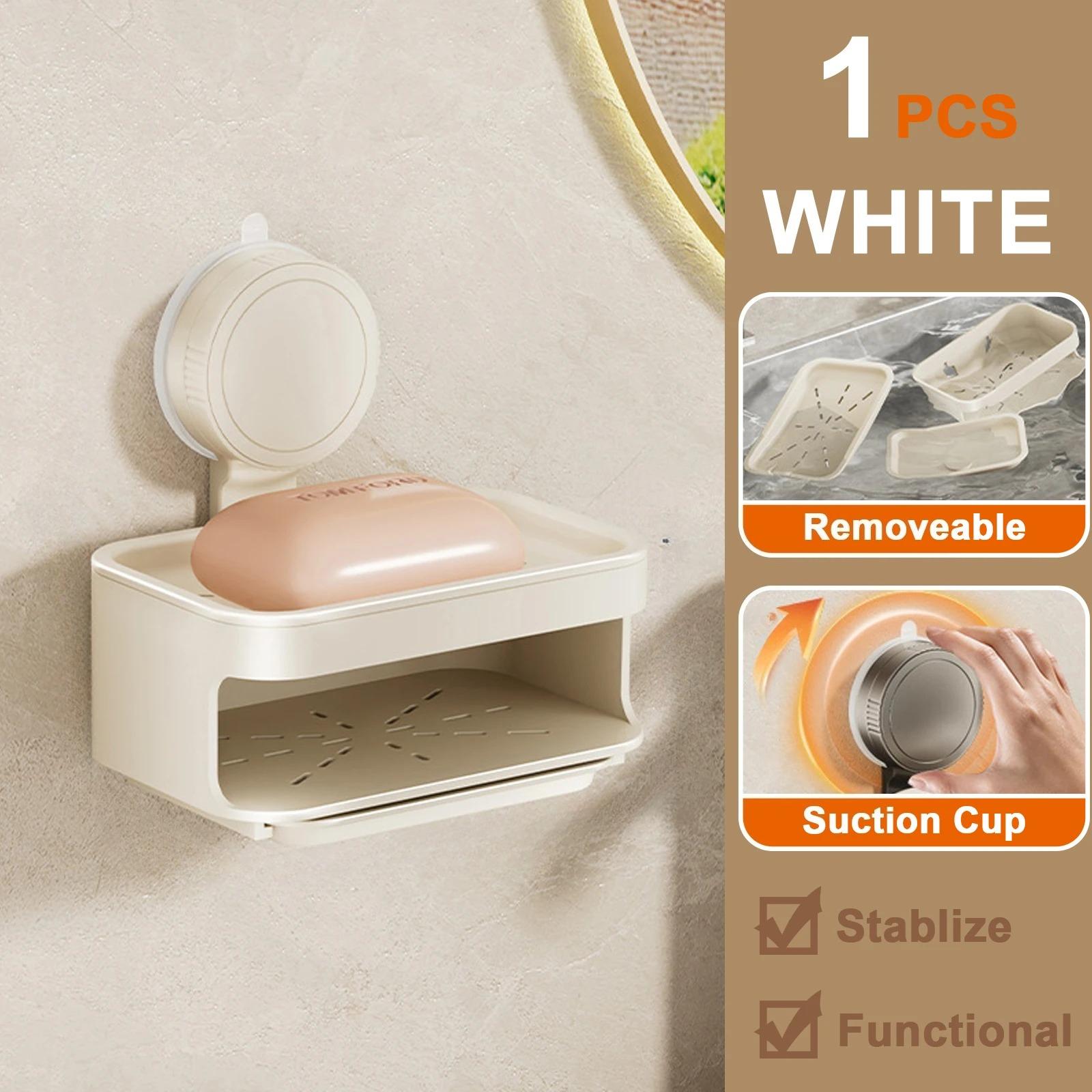 

1 шт. Настенная мыльница на присоске для ванной комнаты, кухни. Мыльница, подставка для мыла, тарелка для хранения, мыльница с дренажем, держатель для мыла. Аксессуары для ванной комнаты