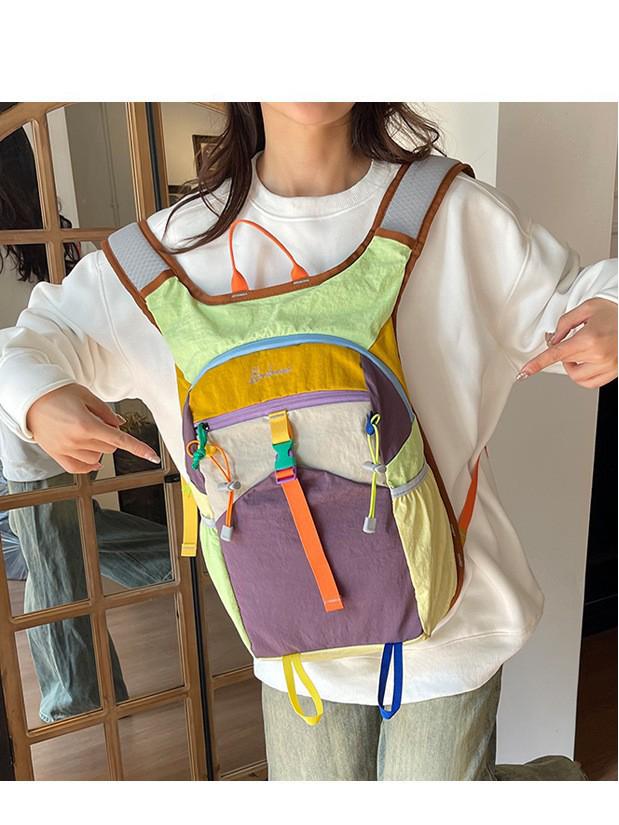 2025 Modny Plecak Wodoodporny Colorblock na Wędrówki i Podróże - Lekki, Duża Pojemność, Modny Sprzęt Outdoorowy