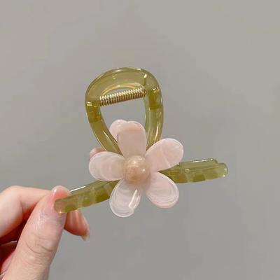 Korean Style Sweet Flower Hair Claw Simple Back Head Cross Hairpin  Bun Styling Tools Shark Clips Women Hair Accessories