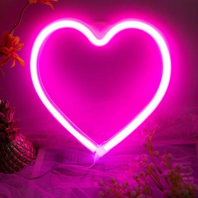 USB Romantic Atmosphere Led Neon Light Sign Heart Shape Wall Mounted Night Light For Valentine's Day Bar Bedroom Living Room