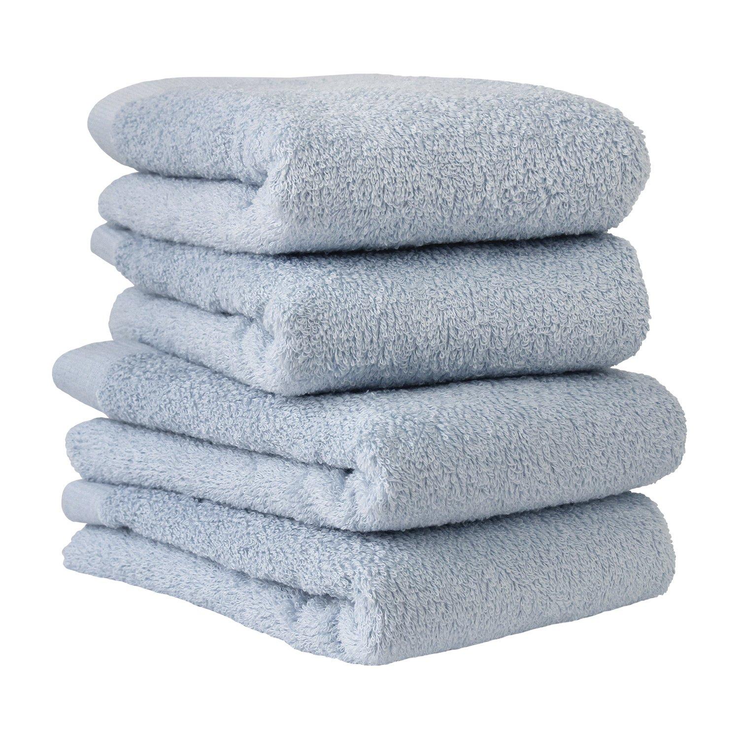 

hiorie Hotel-Style Face Towels, Made in Japan, Fluffy and Absorbent, 100% Cotton, Solid Senshu Towels, Available in 18 Colors, Set of 4 (Blue Gray)